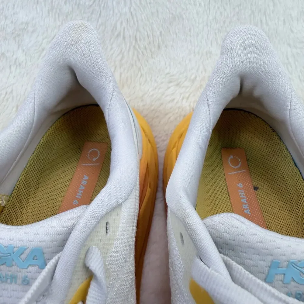 HOKA Arahi 6 Womens Running Shoes Nimbus Cloud Blanc de Blanc Size 7